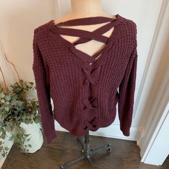 Moral Fiber Sweaters - Moral Fiber NWT Women's  Lace Up Back Sweater